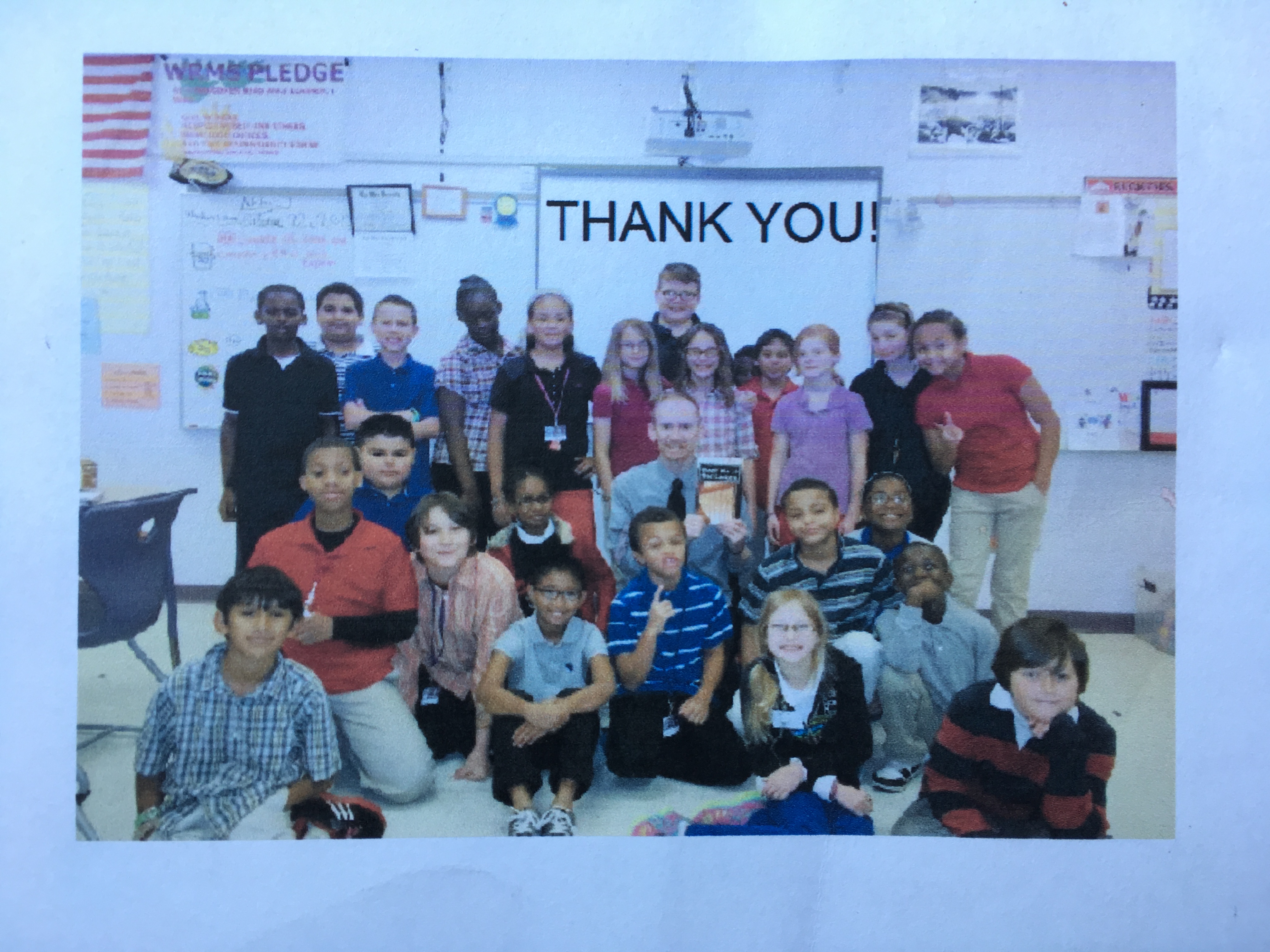 Derek Hinkle's 5th Grade Class, 2014, thank you cards.